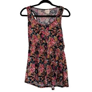 Self Esteem Floral Skater Dress Medium Racerback Fit & Flare Mini Boho Juniors M
